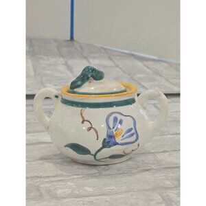 Vintage Stangl Pottery‎ Trenton, NJ Garden Flower Colorful Sugar Bowl 2pcs